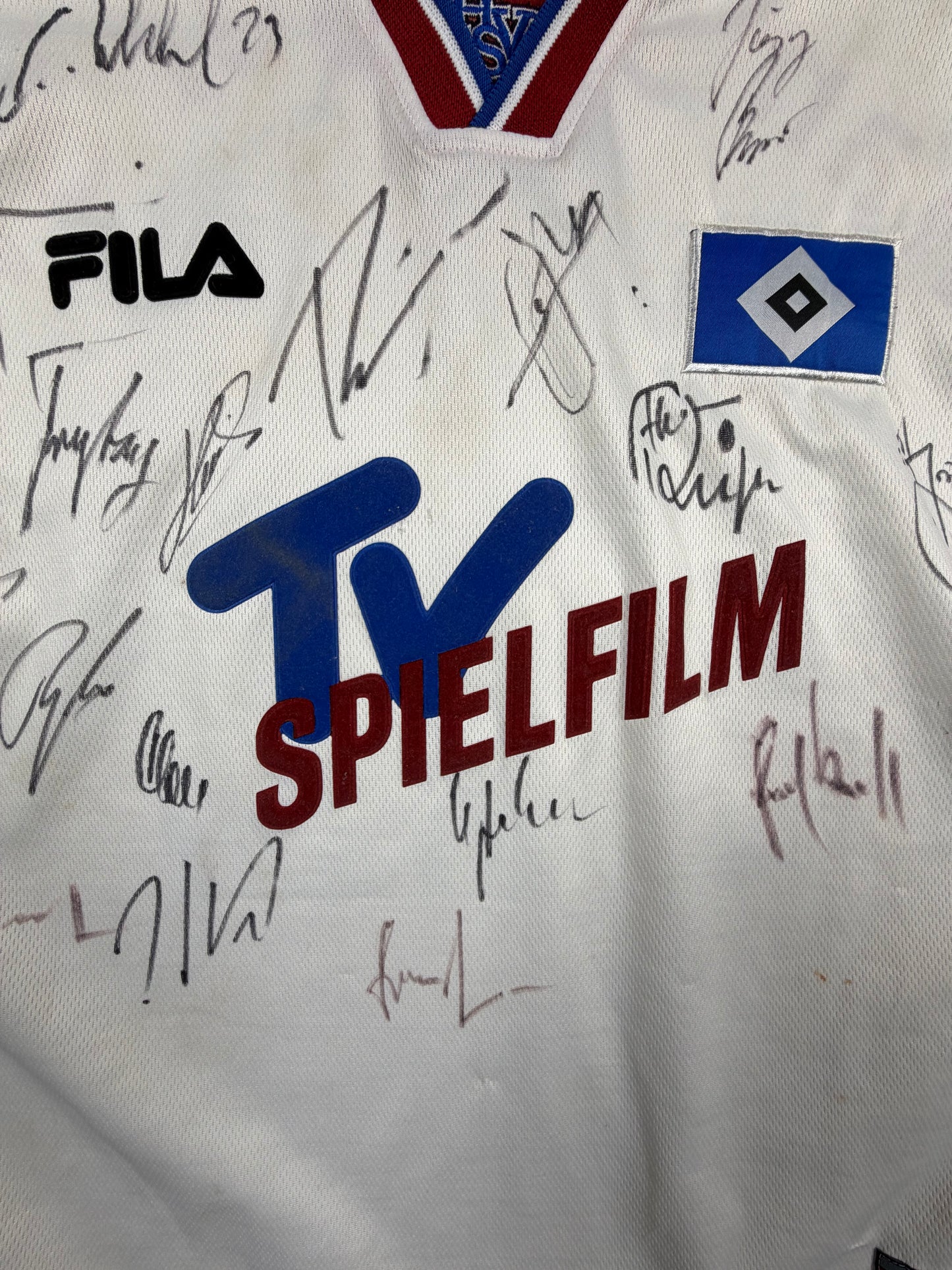 hamburger sv 00/01 hsv trikot (xl) "autogramme + individualflock" fila